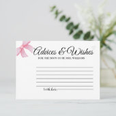 roze Blush Bow Advices & WIshes Vrijgezellenfeest Informatiekaartje (Staand voorkant)