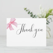 Roze Blush Bow Vrijgezellenfeest Dank je Kaart (Staand voorkant)