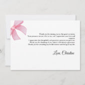 Roze Blush Bow Vrijgezellenfeest Dank je Kaart (Achterkant)