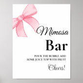Roze Blush Bow Vrijgezellenfeest mimosa bar teken Poster (Voorkant)