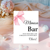 Roze Blush Bow Vrijgezellenfeest mimosa bar teken Reclamebord Met Voetstuk