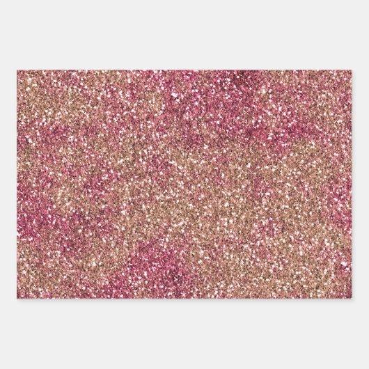 Roze Blush Bronze Ombre Sparkle Glitter Inpakpapier Vel (Voorkant 3)