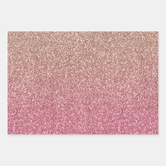 Roze Blush Bronze Ombre Sparkle Glitter Inpakpapier Vel (Voorkant)