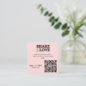 Roze Blush bruiloft foto delen met QR-code Informatiekaartje (Staand voorkant)