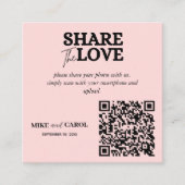 Roze Blush bruiloft foto delen met QR-code Informatiekaartje (Voorkant)