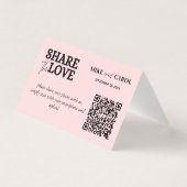 Roze Blush bruiloft foto delen met QR-code Kaart (Voorkant)