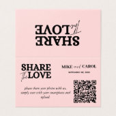Roze Blush bruiloft foto delen met QR-code Kaart (Buitenkant ongevouwen)