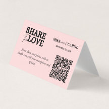 Roze Blush bruiloft foto delen met QR-code