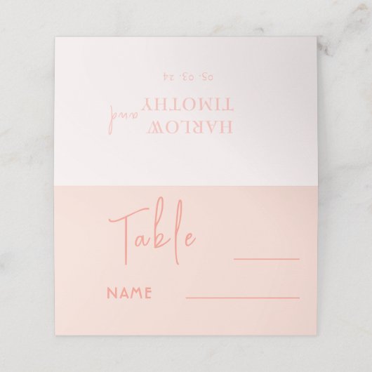 Roze Blush Bruiloft Tafel Nummer Plaats Kaart Plaatskaartje (Buitenkant ongevouwen)
