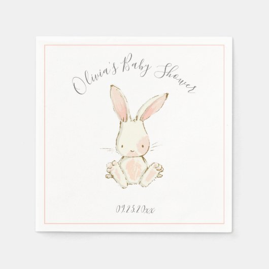 Roze Blush Bunny Meisje Baby shower Servet (Voorkant)