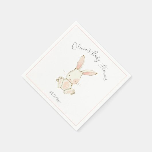 Roze Blush Bunny Meisje Baby shower Servet (Hoek)