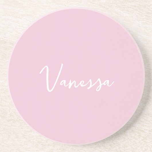 Roze blush champagne aangepast modern schrift zandsteen onderzetter (Voorkant)