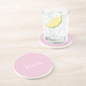 Roze blush champagne aangepast modern schrift zandsteen onderzetter (Zijkant)
