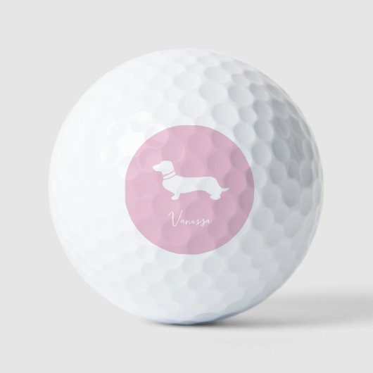 Roze blush champagne aangepaste moderne dachsund golfballen (Voorkant)