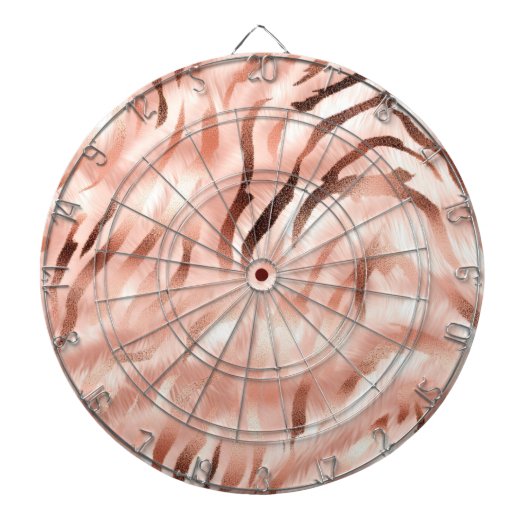Roze Blush Champagne Roos Zebra Dartbord (Voorkant)