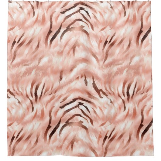 Roze Blush Champagne Roos Zebra Douchegordijn (Voorkant)
