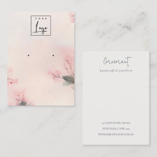 Roze Blush Cherry Blossom Logo Earling Display Visitekaartje (Voorkant / Achterkant)