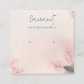 Roze blush Cherry Blossom Stud Earring Holder Vierkante Visitekaartje (Voorkant)