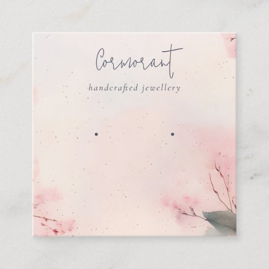Roze blush Cherry Blossom Stud Earring Holder Vierkante Visitekaartje (Voorkant)