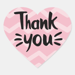 Roze & Blush Chevron Strepen Zwart Bedankt Feest Hart Sticker