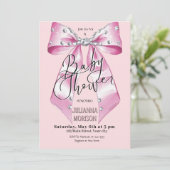 Roze blush Coquette Bow Baby shower Meisje Kaart (Staand voorkant)