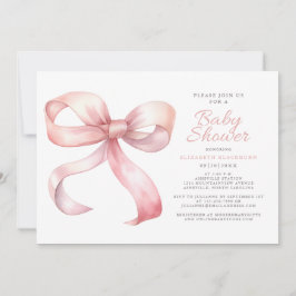 Roze Blush Coquette Bow Elegant Baby Meisje Douche Kaart