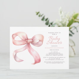 Roze Blush Coquette Bow Elegant Baby Meisje Douche Kaart