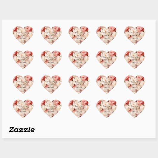  Roze Blush Cream Bloemen Hart Sticker (Vel)