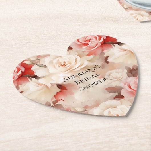 Roze Blush Cream Floral Vrijgezellenfeest Kartonnen Onderzetters (Gekanteld)