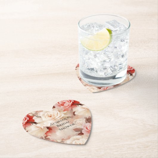  Roze Blush Cream Floral Vrijgezellenfeest Kartonnen Onderzetters (Insitu)