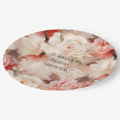  Roze Blush Cream Floral Vrijgezellenfeest Papieren Bordje (Gekanteld)