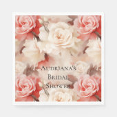  Roze Blush Cream Floral Vrijgezellenfeest Servet (Voorkant)