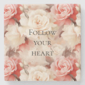  Roze Blush Cream Floral Vrijgezellenfeest Stenen Onderzetter (Voorkant)