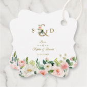 Roze Blush Cream Flowers Gold Ampersand Weddenscha Bedankjes Labels (Achterkant)