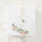 Roze Blush Cream Flowers Gold Ampersand Weddenscha Bedankjes Labels (In situ)