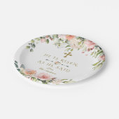 Roze blush Cream Flowers Hij is een goudpaasmakeri Papieren Bordje (Gekanteld)