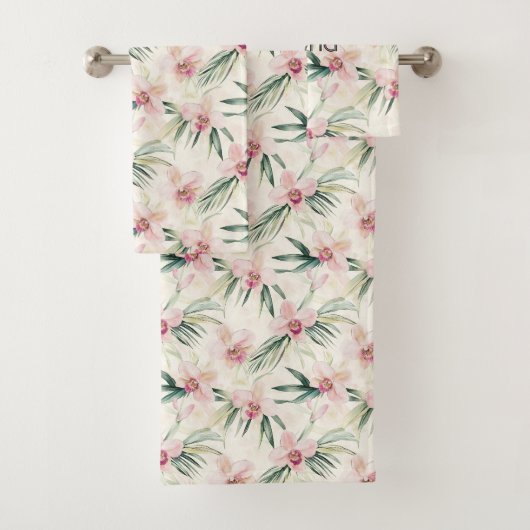 Roze Blush Cream Orchidee Bloem Bad Handdoek (Insitu)
