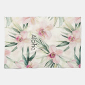 Roze Blush Cream Orchidee Bloem Theedoek (Horizontaal)