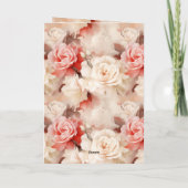 Roze Blush Cream Roos Bloemen Liefde & Joy Wedding Kaart (Achterkant)