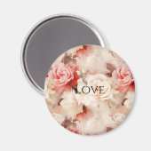  Roze Blush Cream Roos Bloemen Magneet (Voorkant / Achterkant)