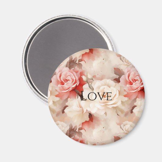  Roze Blush Cream Roos Bloemen Magneet (Voorkant / Achterkant)
