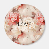  Roze Blush Cream Roos Bloemen Magneet (Voorkant)