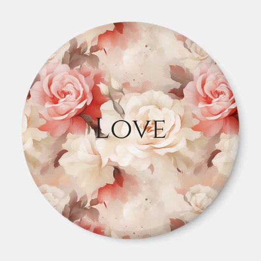  Roze Blush Cream Roos Bloemen Magneet (Voorkant)