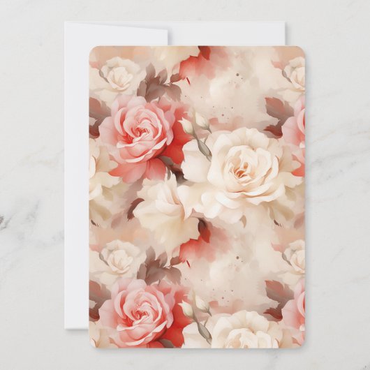  Roze Blush Cream Roos Bloemen Verjaardag Kaart (Achterkant)