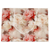  Roze Blush Cream Roos Floral Vrijgezellenfeest Groot Cadeauzakje (Voorkant)