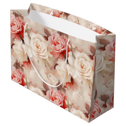  Roze Blush Cream Roos Floral Vrijgezellenfeest Groot Cadeauzakje (Achterkant Gekanteld)