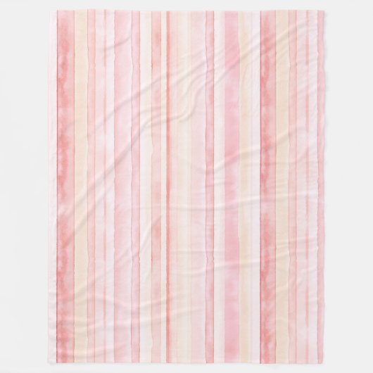 Roze Blush Cream Stripes Fleece Deken (Voorkant)