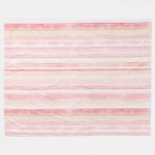 Roze Blush Cream Stripes Fleece Deken (Voorkant (Horizontaal))