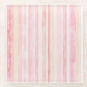 Roze Blush Cream Stripes Glazen Onderzetter (Voorkant)
