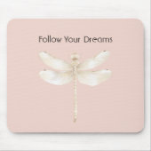 Roze Blush Cream Witte Libel Muismat (Voorkant)